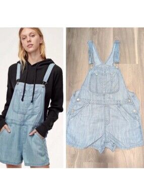 Aritzia Tna | Senryu Lyocell Shortall Overalls In Medium Light Wash